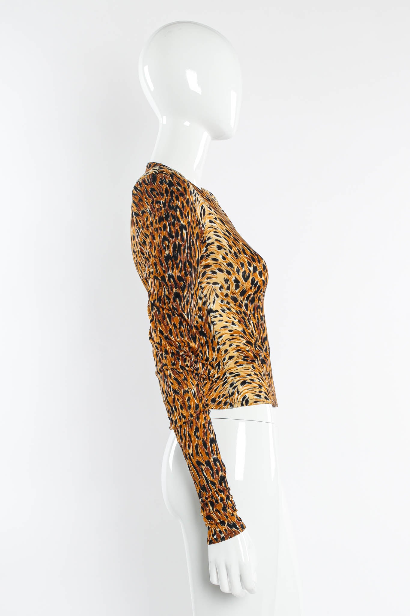 Vintage Norma Kamali Leopard Print Top mannequin side at Recess Los Angeles