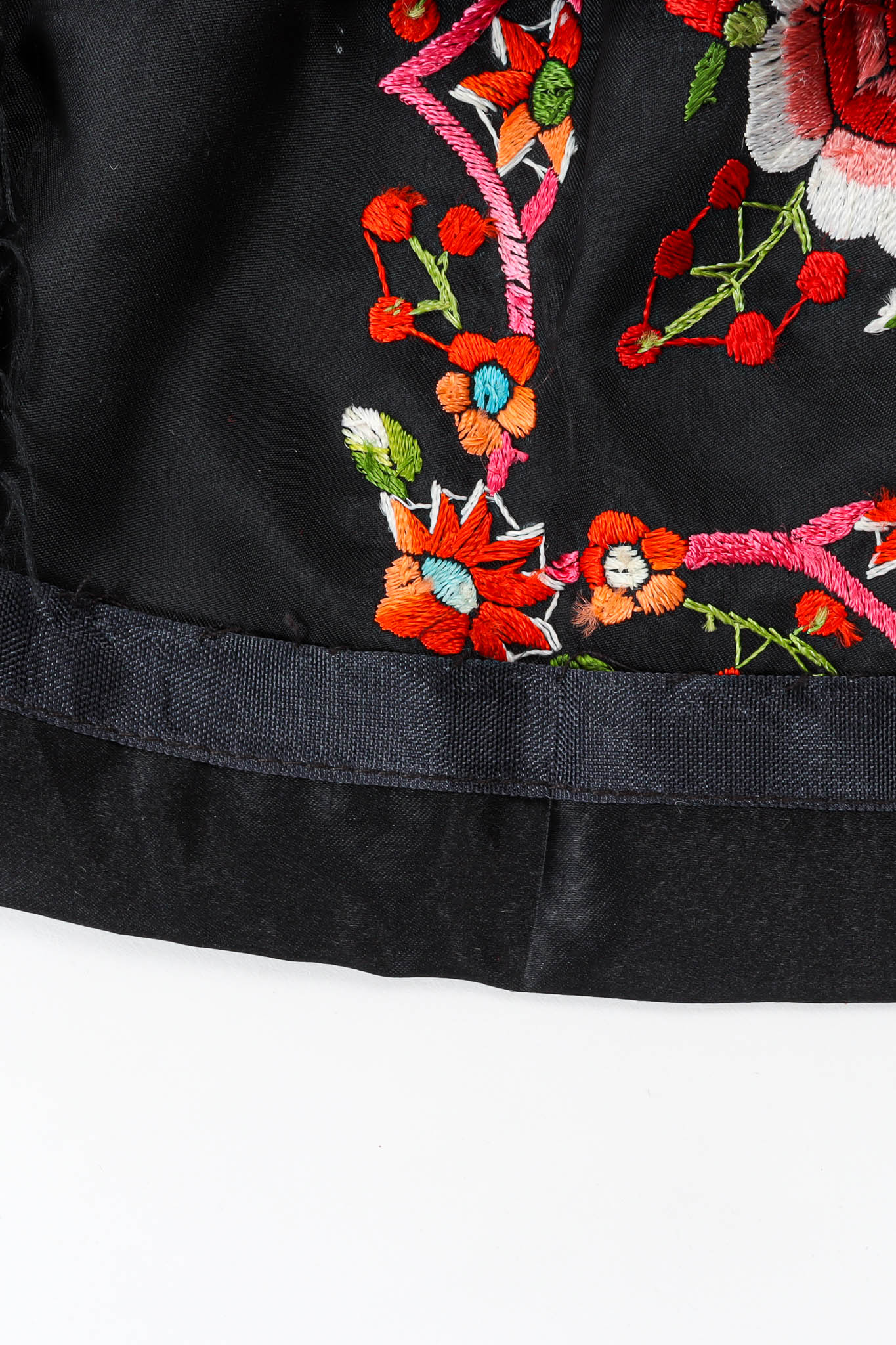 Vintage Norma Kamali Silk Embroidered Floral Skirt hem @ Recess Los Angeles