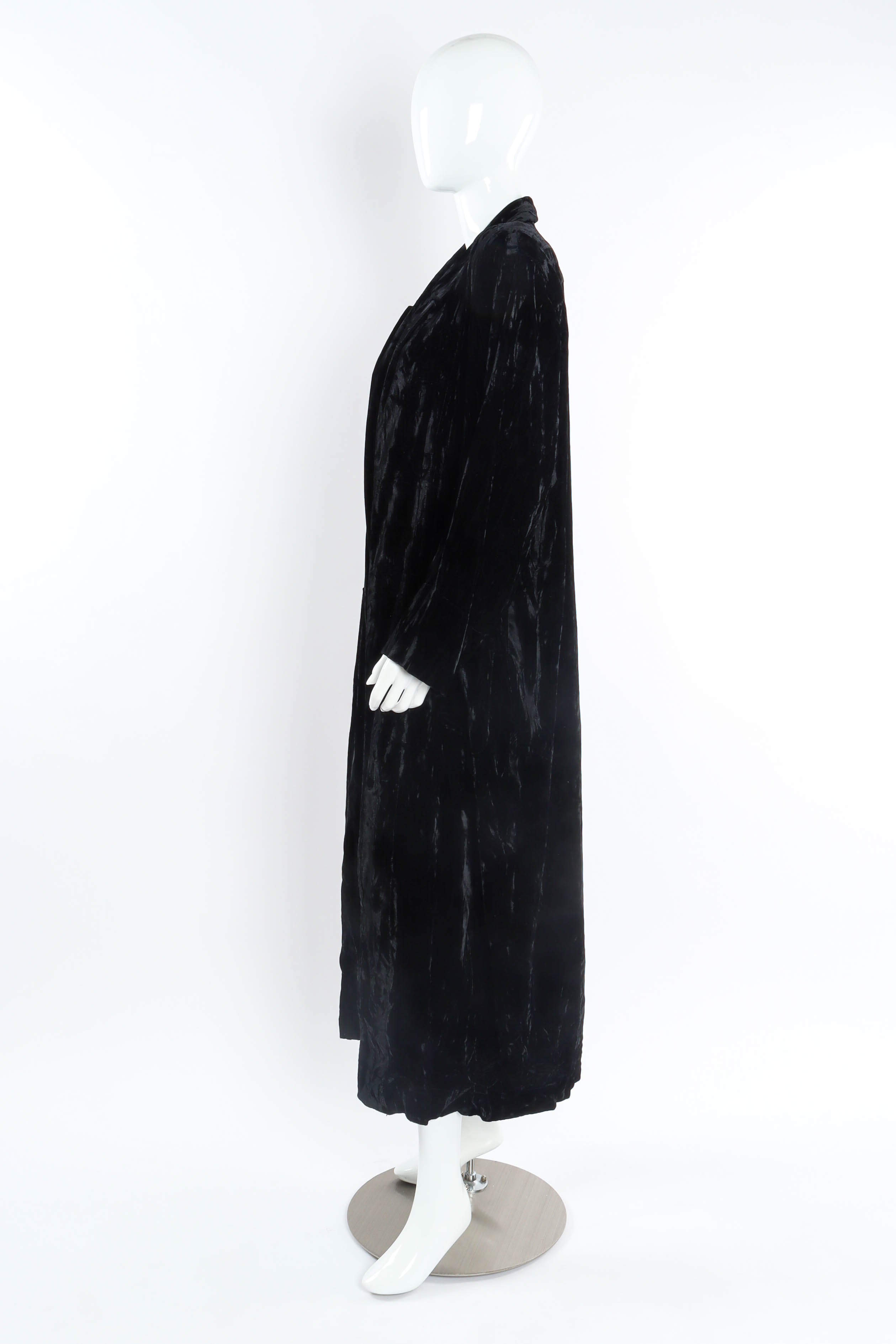 Vintage Norma Kamali Velvet Duster Jacket mannequin side @ Recess Los Angeles