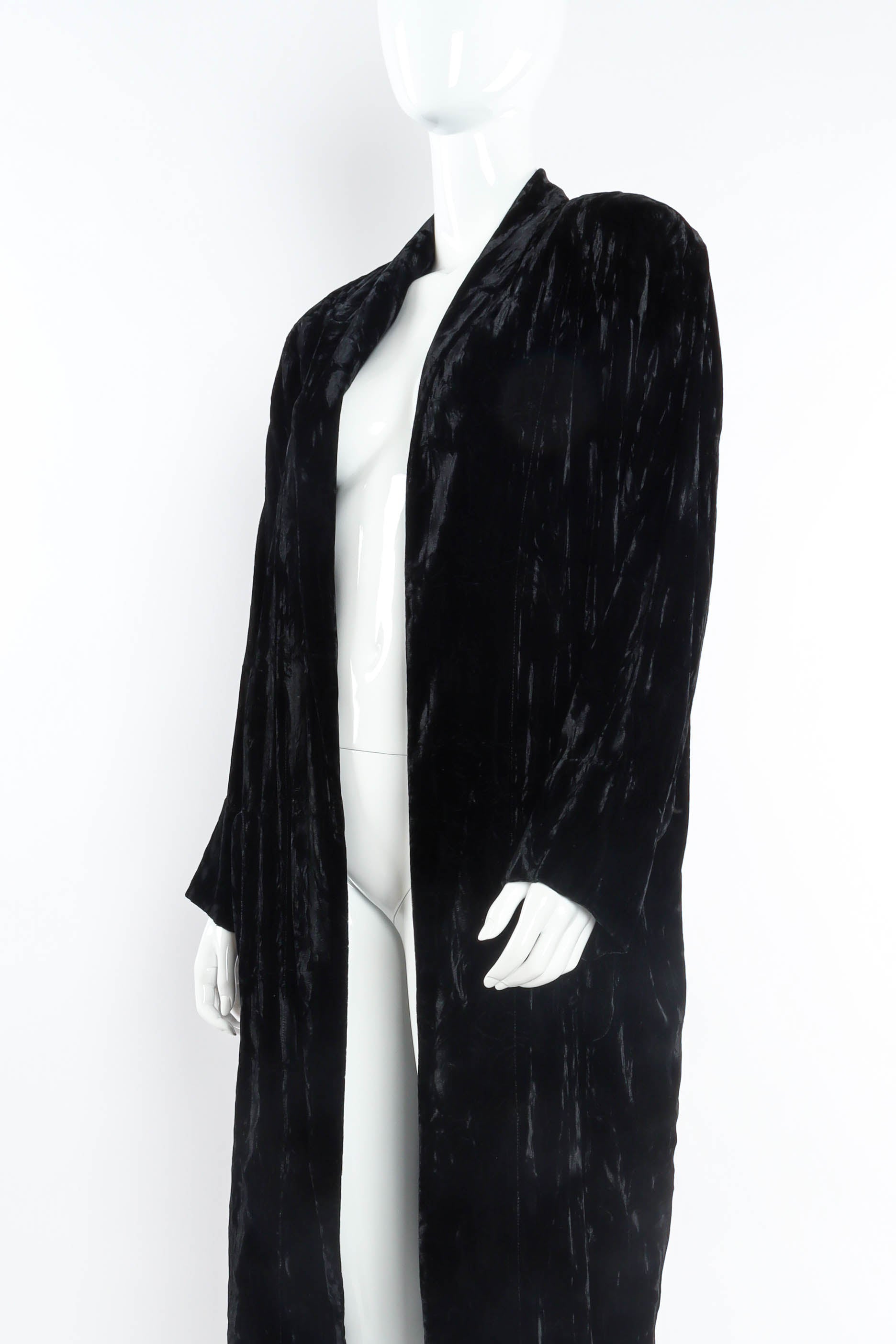 Vintage Norma Kamali Velvet Duster Jacket mannequin angle  @ Recess Los Angeles