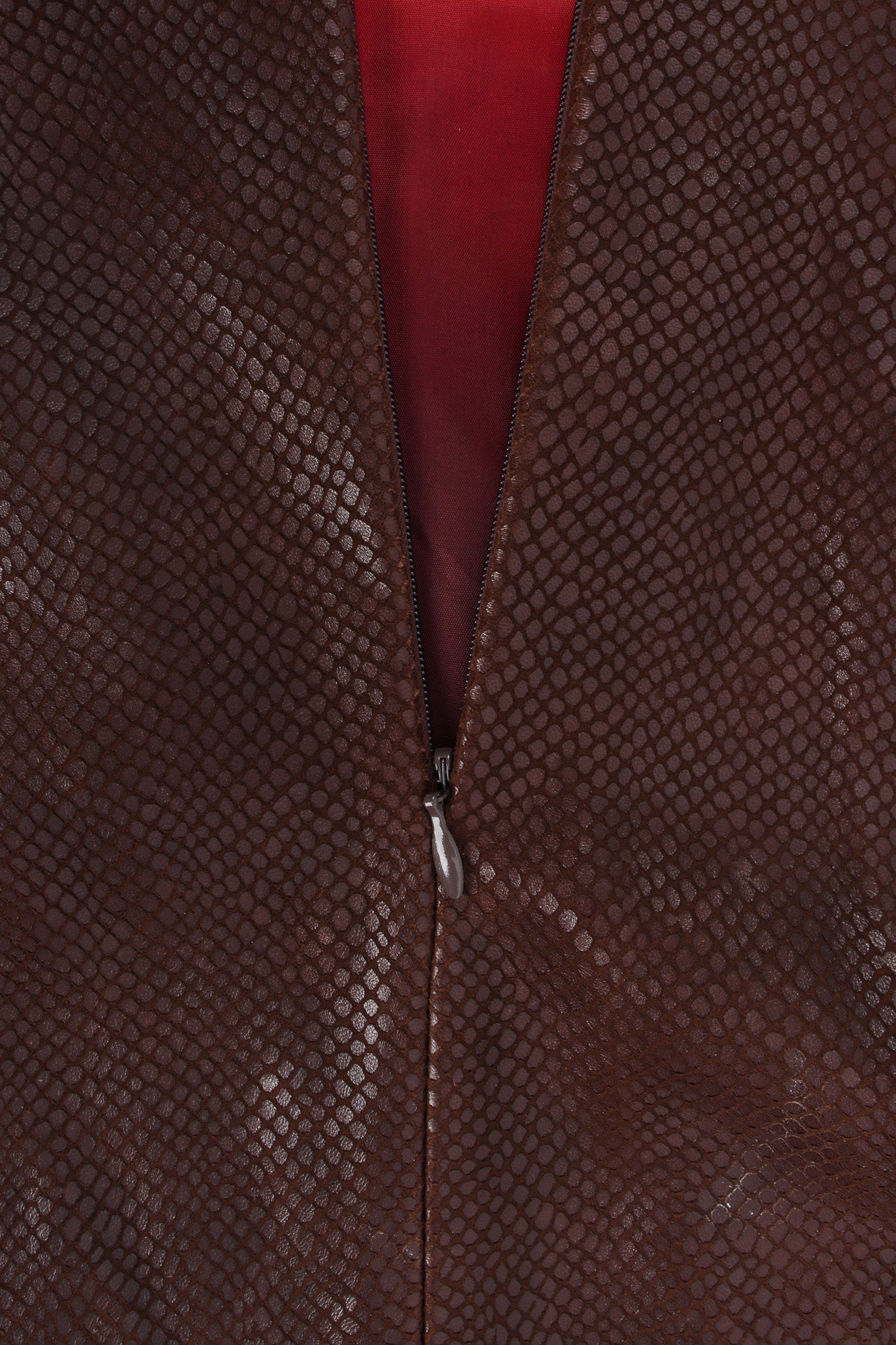 Vintage Omo Norma Kamali Snake Embossed Leather Skirt back zipper @ Recess LA