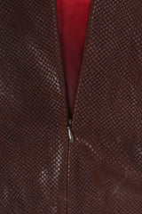 Vintage Omo Norma Kamali Snake Embossed Leather Skirt back zipper @ Recess LA