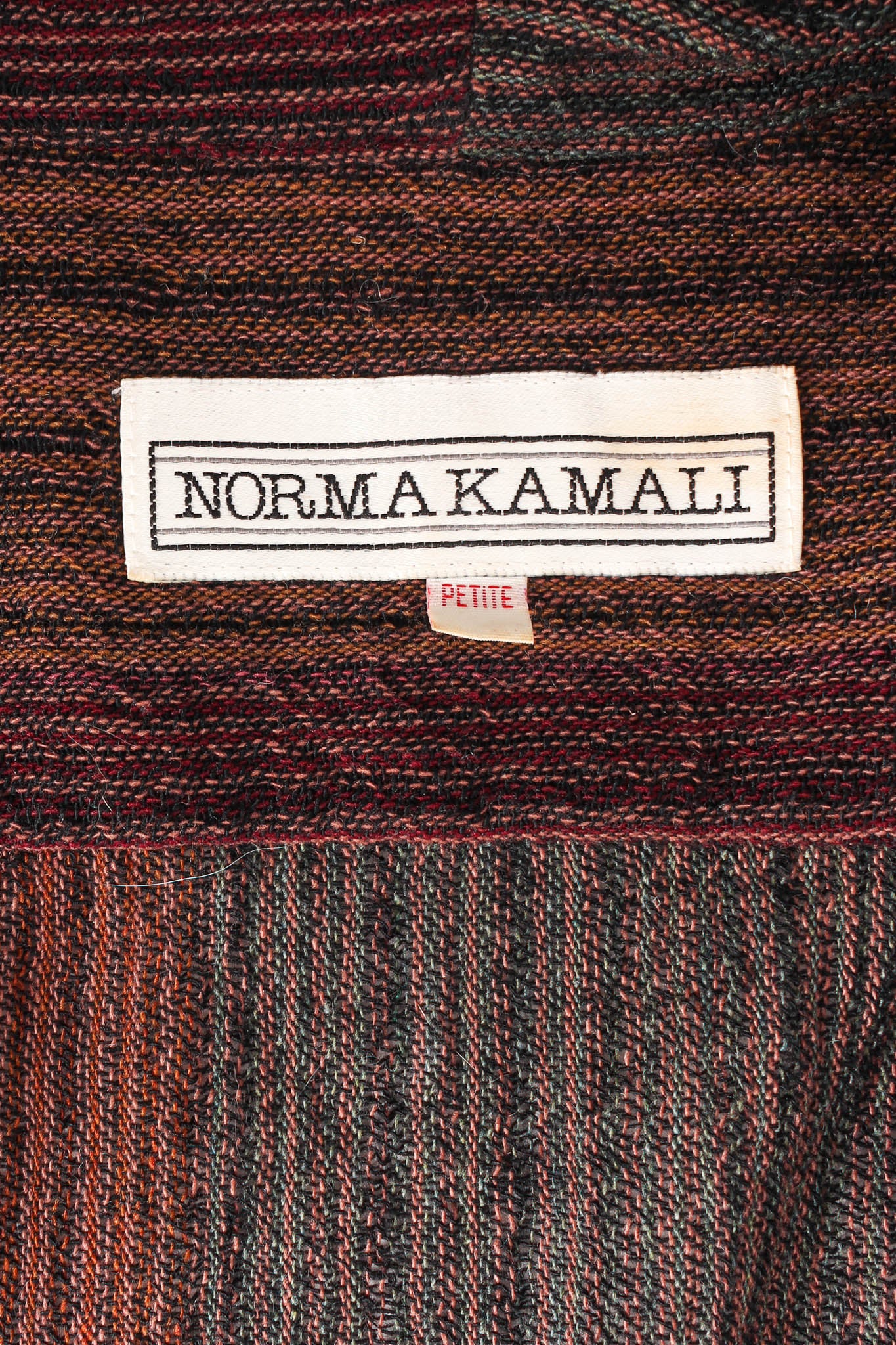 Vintage Norma Kamali Stripe Wrap Top & Suspender Skirt Set top tag @ Recess LA