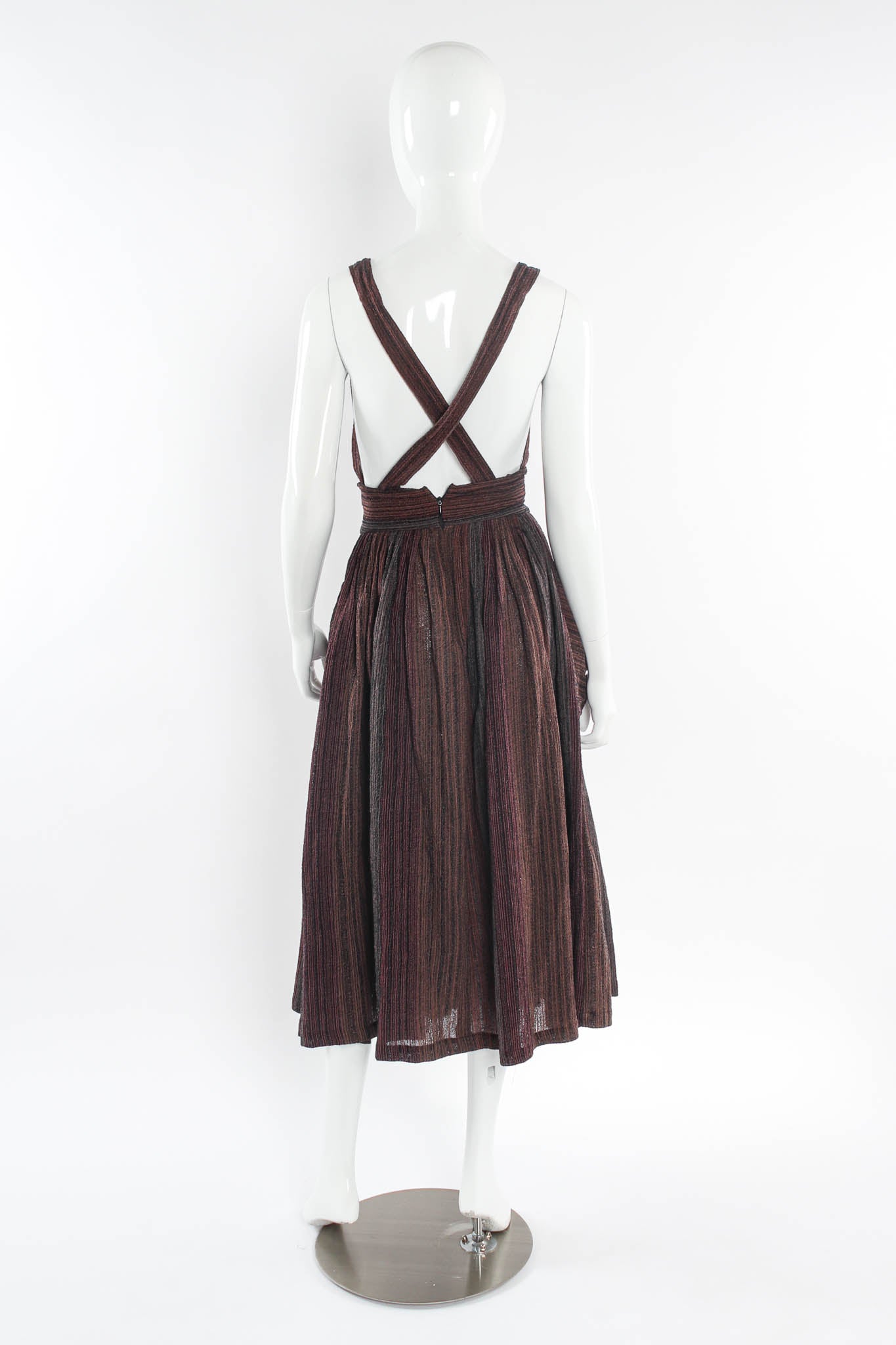 Vintage Norma Kamali Stripe Wrap Top & Suspender Skirt Set mannequin back skirt @ Recess LA