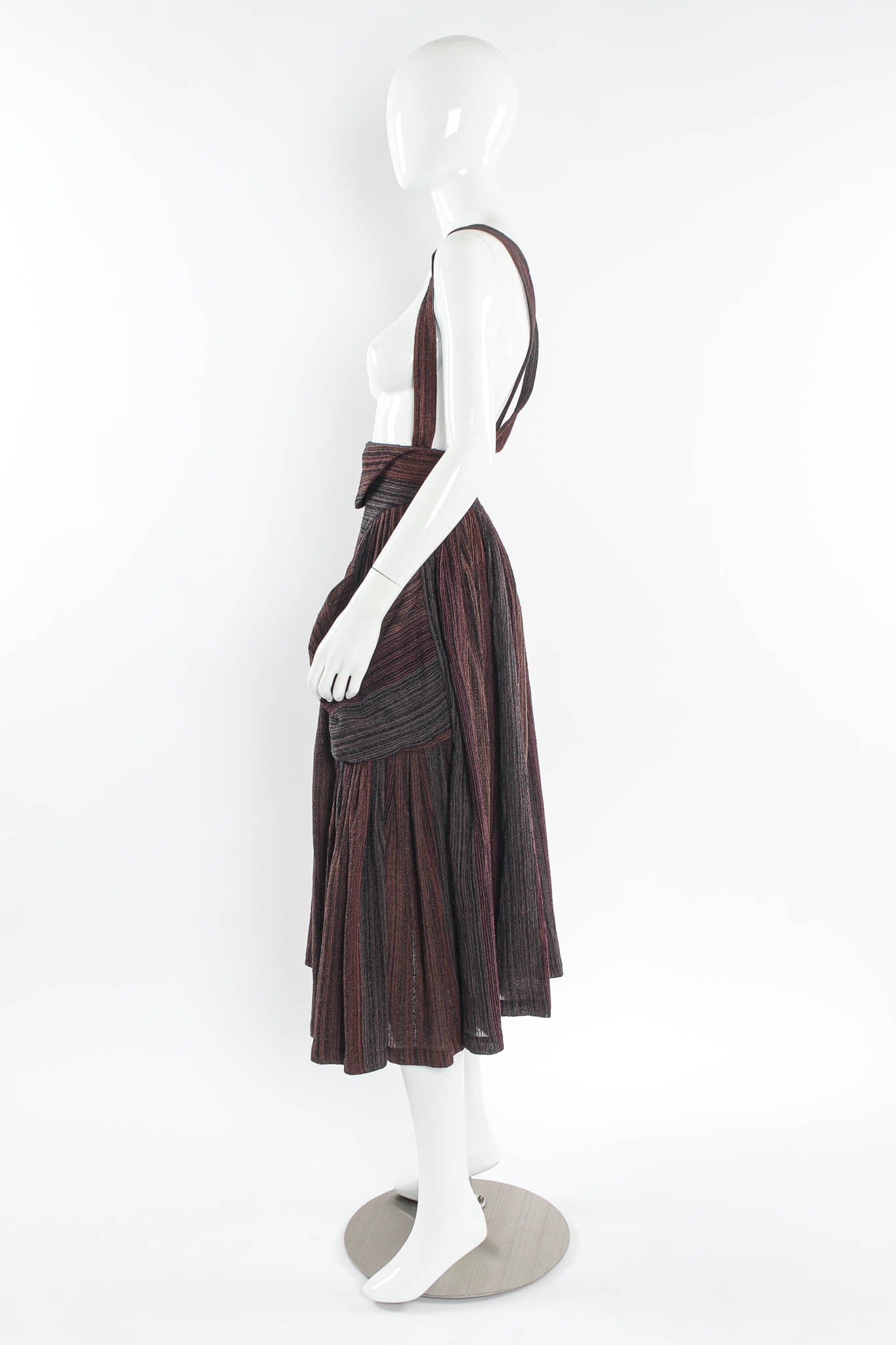 Vintage Norma Kamali Stripe Wrap Top & Suspender Skirt Set mannequin skirt side @ Recess LA