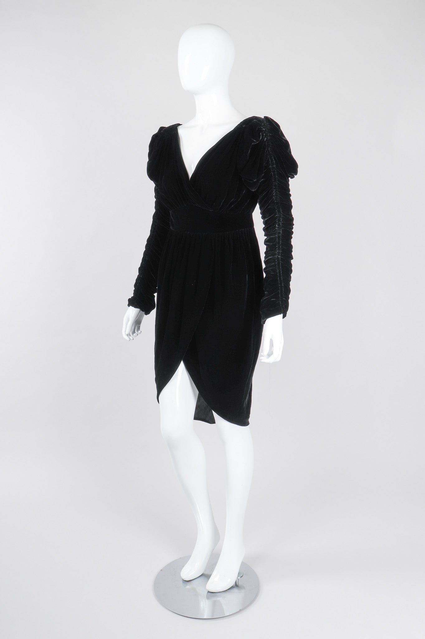 Recess Los Angeles Vintage OMO Norma Kamali Velvet Ruched Cocktail Dress