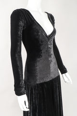 Recess Designer Consignment Vintage OMO Norma Kamali Stretch Velvet Circle Skirt Dance Dress Los Angeles Resale