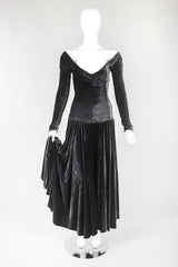 Recess Designer Consignment Vintage OMO Norma Kamali Stretch Velvet Circle Skirt Dance Dress Los Angeles Resale