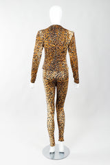 Vintage Norma Kamali Slinky Animal Print Top & Pant Leisure Set on Mannequin back, at Recess