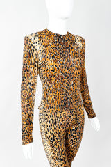 Vintage Norma Kamali Slinky Animal Print Top & Pant Leisure Set on Mannequin cropped, at Recess