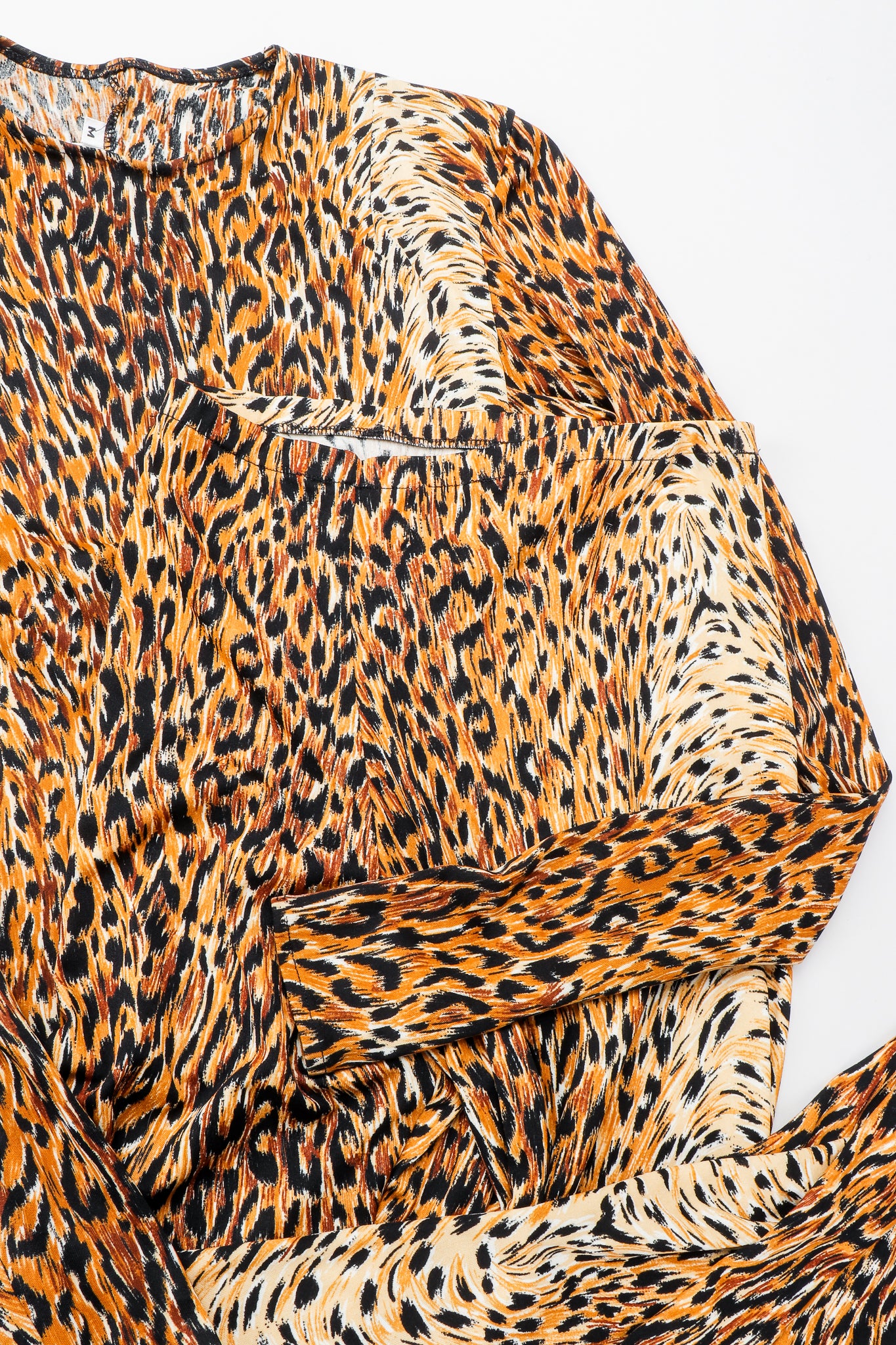 Vintage Norma Kamali Slinky Cheetah Print Top & Pant Leisure Set