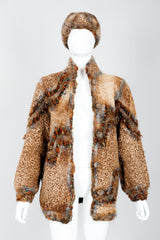 Vintage Norma Persian Lamb Fur Reversible Patchwork Jacket & Hat Set on Mannequin at Recess