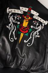 Vintage North Beach Leather Embroidered Rocker Leather Bomber back embroidered close  @ Recess LA