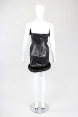 Recess Designer Consignment Vintage North Beach Leather Michael Hoban Fur Trimmed Leather Strapless Cocktail Sheath Dress Los Angeles Resale