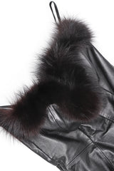 Recess Designer Consignment Vintage North Beach Leather Michael Hoban Fur Trimmed Leather Strapless Cocktail Sheath Dress Los Angeles Resale