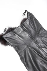 Recess Designer Consignment Vintage North Beach Leather Michael Hoban Fur Trimmed Leather Strapless Cocktail Sheath Dress Los Angeles Resale