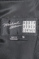 Recess Designer Consignment Vintage North Beach Leather Michael Hoban Fur Trimmed Leather Strapless Cocktail Sheath Dress Los Angeles Resale