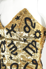 Recess Designer Consignment Vintage North Beach Leather Astrology Astrological Sequin Star Sign Strapless Cocktail Dress Los Angeles Resale