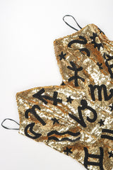 Recess Designer Consignment Vintage North Beach Leather Astrology Astrological Sequin Star Sign Strapless Cocktail Dress Los Angeles Resale