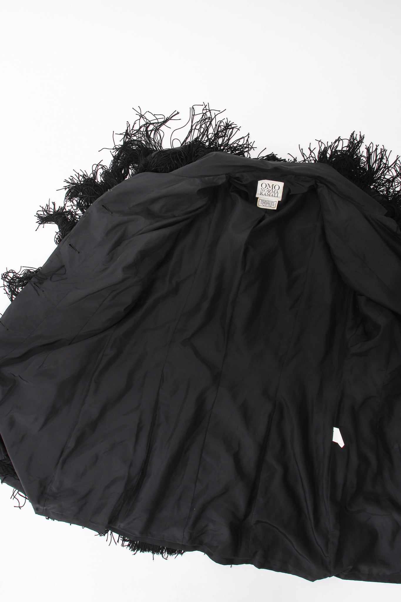 Vintage OMO Norma Kamali Fringed Shirt Dress Jacket lining at Recess Los Angeles