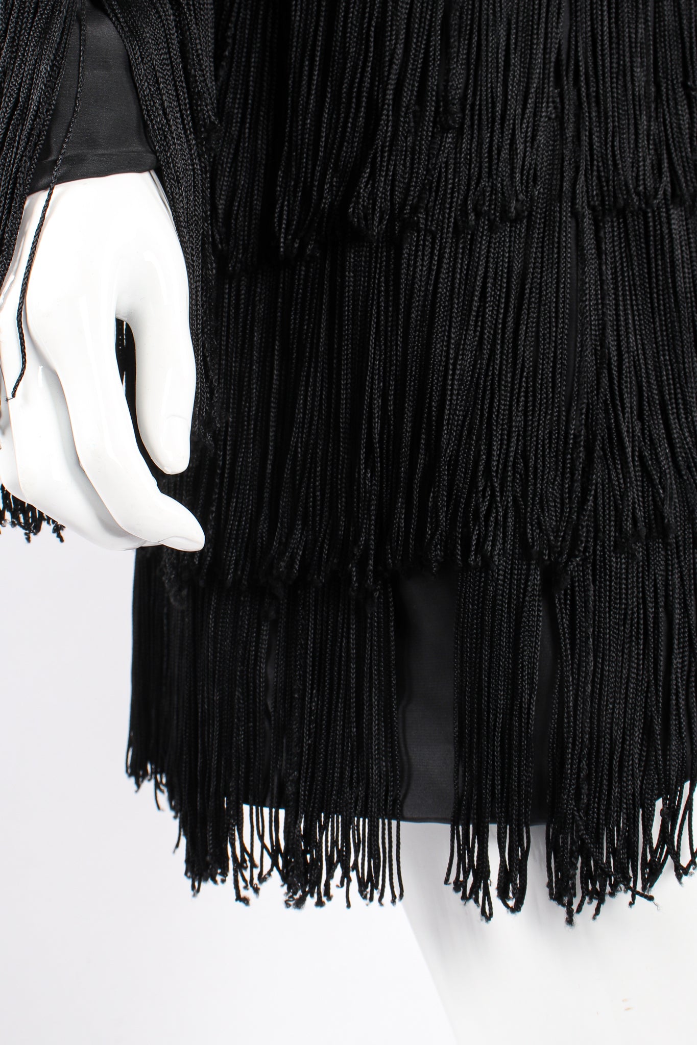 Vintage OMO Norma Kamali Fringed Shirt Dress Jacket missing fringe at Recess Los Angeles