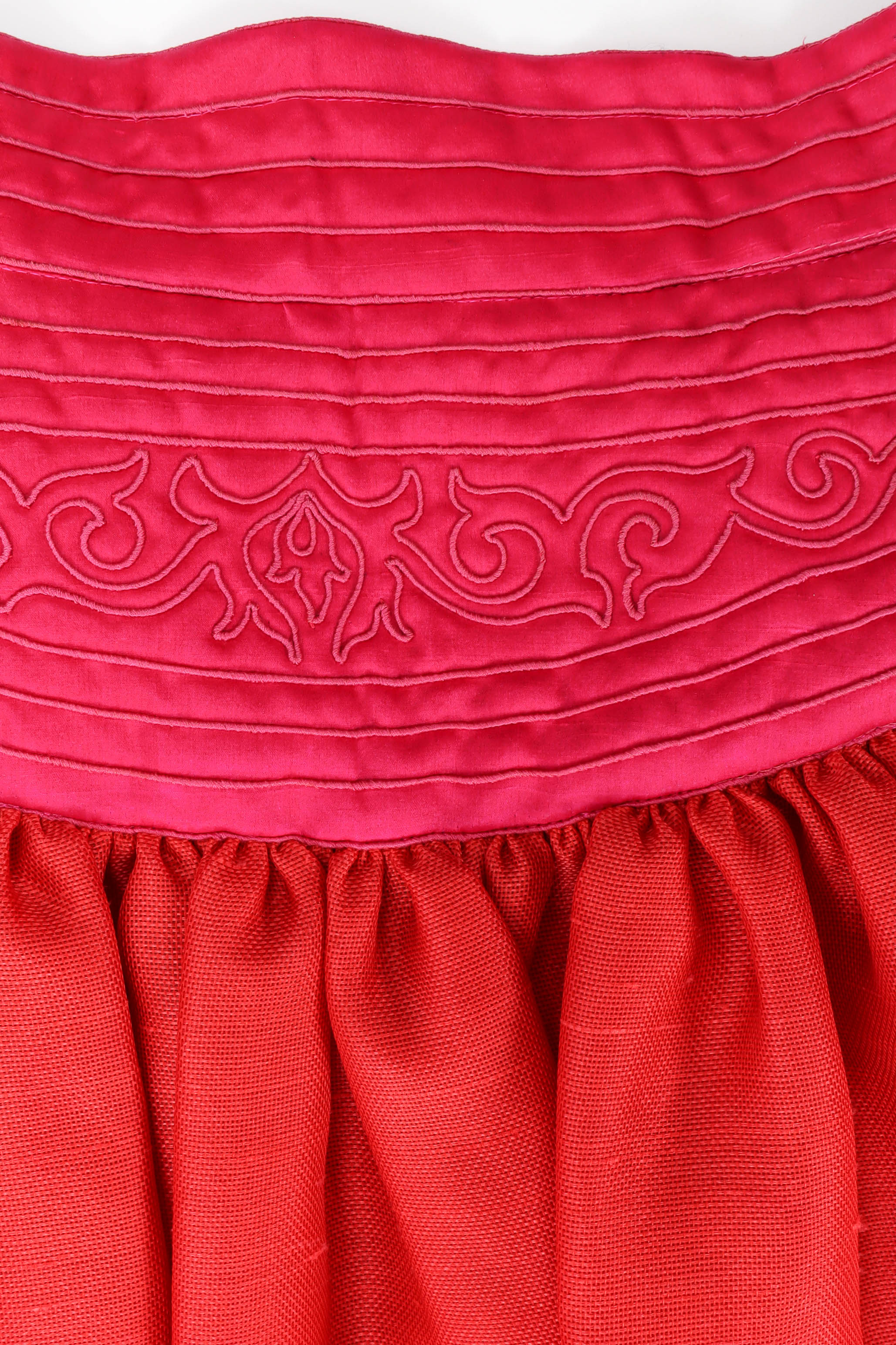 Vintage Oscar de la Renta Floral Top & Skirt Set fleur skirt waistline flat @ Recess LA
