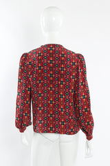 Vintage Oscar de la Renta Geo Tribal Silk Top & Skirt Set mannequin back top @ Recess LA