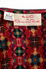 Vintage Oscar de la Renta Geo Tribal Silk Top & Skirt Set tag @ Recess LA