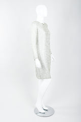 Vintage Oleg Cassini Black Tie Silver Beaded Cowl Dress on Mannequin, Side at Recess Los Angeles