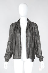 Recess Los Angeles Vintage Jerry SIlverman by Miliosa Gold Lamé Graph Check Bow Blouse