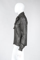 Recess Los Angeles Vintage Jerry SIlverman by Miliosa Gold Lamé Graph Check Bow Blouse