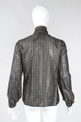 Recess Los Angeles Vintage Jerry SIlverman by Miliosa Gold Lamé Graph Check Bow Blouse