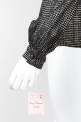 Recess Los Angeles Vintage Jerry SIlverman by Miliosa Gold Lamé Graph Check Bow Blouse