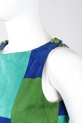 Recess Los Angeles Vintage OMO Norma Kamali Colorblock Patchwork Suede Shift Dress