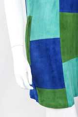 Recess Los Angeles Vintage OMO Norma Kamali Colorblock Patchwork Suede Shift Dress