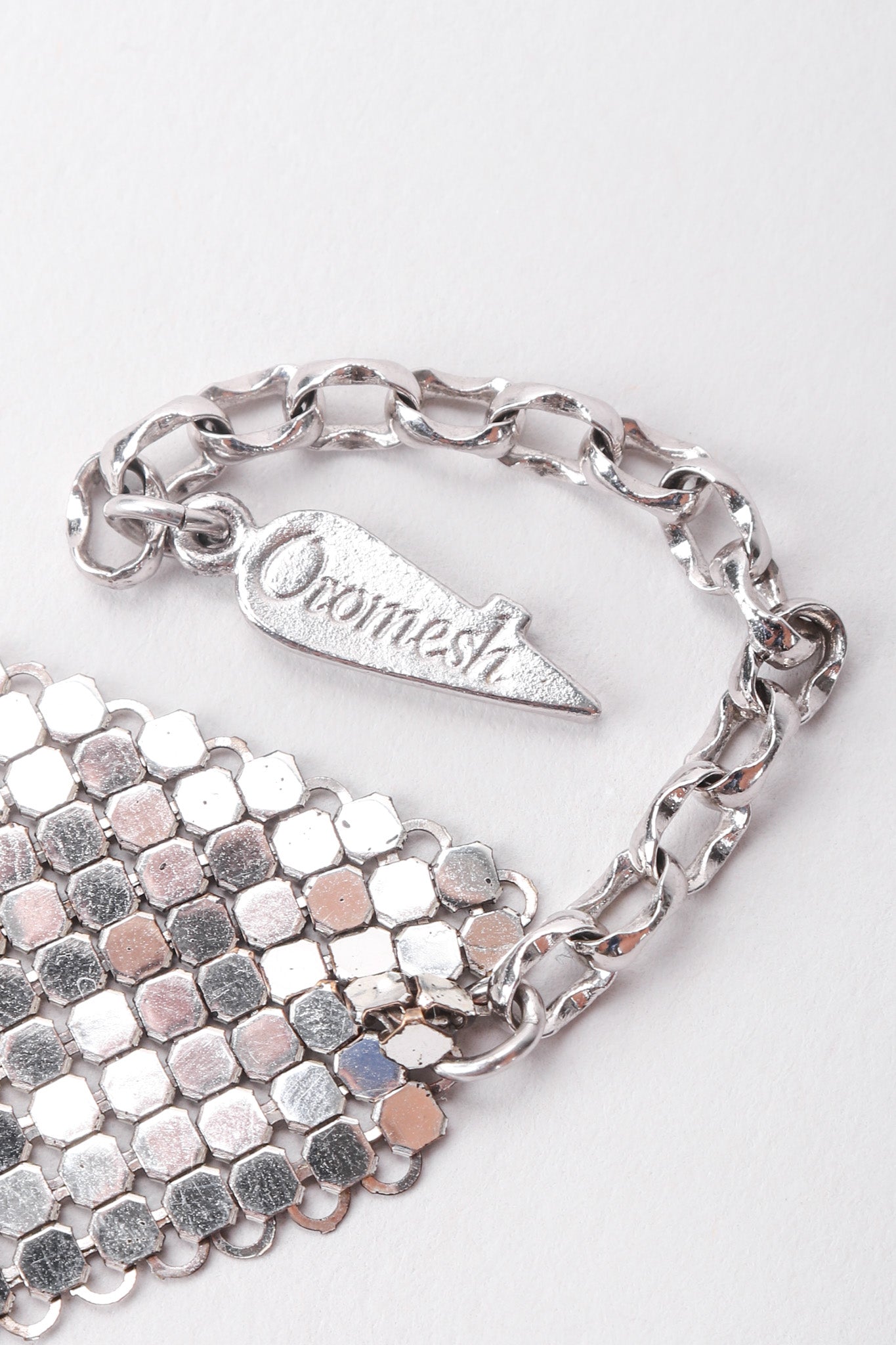 Recess Los Angeles Vintage Oromesh Silver Metal Mesh Bib Necklace Drapey
