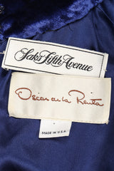 Recess Los Angeles Vintage Oscar de la Renta Blue Velvet Cheetah Dress