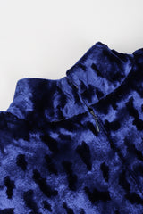 Recess Los Angeles Vintage Oscar de la Renta Blue Velvet Cheetah Dress