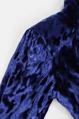 Recess Los Angeles Vintage Oscar de la Renta Blue Velvet Cheetah Dress