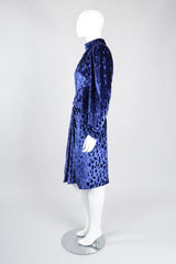 Recess Los Angeles Vintage Oscar de la Renta Blue Velvet Cheetah Dress