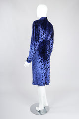 Recess Los Angeles Vintage Oscar de la Renta Blue Velvet Cheetah Dress