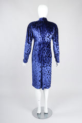 Recess Los Angeles Vintage Oscar de la Renta Blue Velvet Cheetah Dress