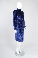 Recess Los Angeles Vintage Oscar de la Renta Blue Velvet Cheetah Dress