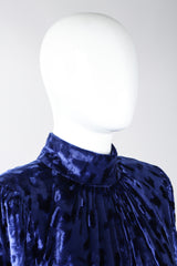 Recess Los Angeles Vintage Oscar de la Renta Blue Velvet Cheetah Dress