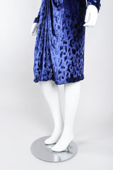 Recess Los Angeles Vintage Oscar de la Renta Blue Velvet Cheetah Dress