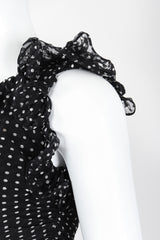 Recess Los Angeles Vintage Oscar de la Renta One-Shoulder Dotted Chiffon Ruffle Dress