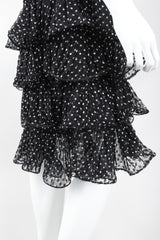 Recess Los Angeles Vintage Oscar de la Renta One-Shoulder Dotted Chiffon Ruffle Dress