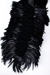 Recess Los Angeles Vintage Oscar de la Rental Velvet Raven Tail Feather Bustle Dress