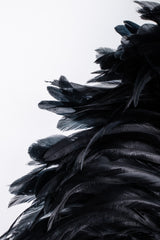 Recess Los Angeles Vintage Oscar de la Rental Velvet Raven Tail Feather Bustle Dress