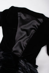 Recess Los Angeles Vintage Oscar de la Rental Velvet Raven Tail Feather Bustle Dress